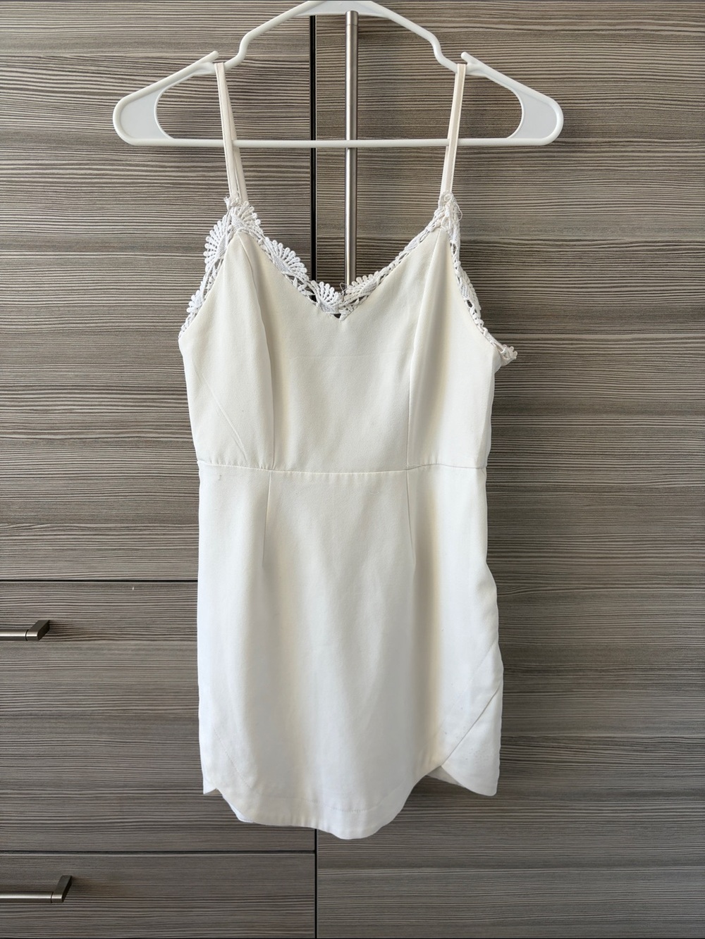Tobi White Lace-Trim Mini Slip Dress